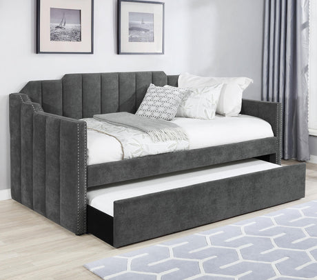 Coaster Kingston Upholstered Twin Daybed with Trundle Charcoal