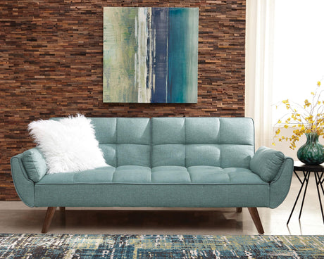 Coaster Caufield Upholstered Convertible Sofa Bed Turquoise Blue