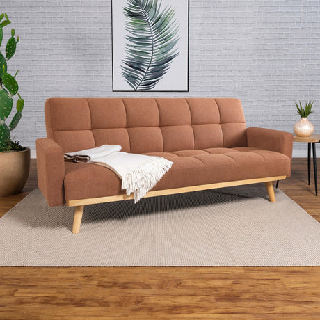 Coaster Kourtney Upholstered Tufted Convertible Sofa Bed Terracotta