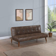 Coaster Jenson Upholstered Tufted Convertible Sofa Bed Dark Coffee