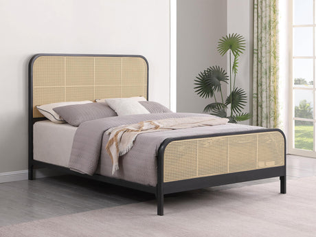 Coaster Lanewood Open Cane Webbing Metal Queen Bed Black