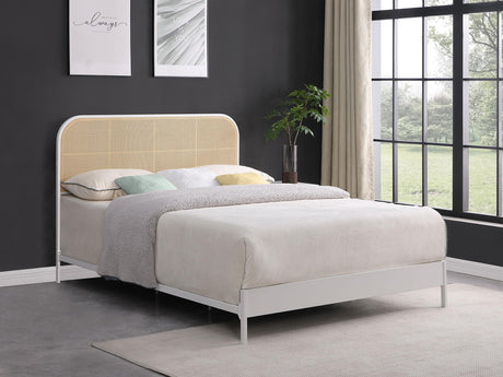 Coaster Amherst Radio Weave Rattan Metal Queen Bed White