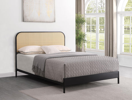 Coaster Amherst Radio Weave Rattan Metal Queen Bed Black