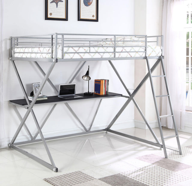 Coaster Hyde Metal Full Workstation Loft Bed Silver