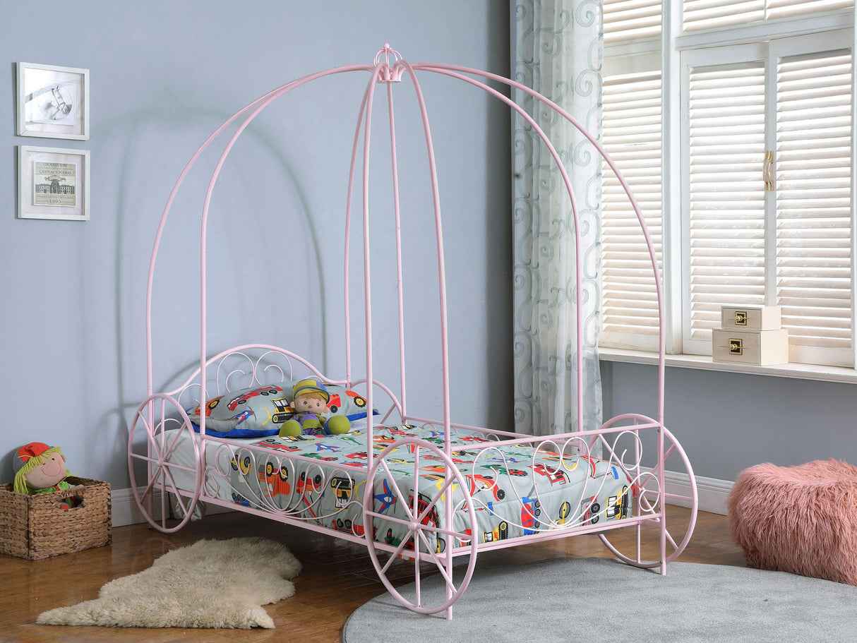 Coaster Massi Metal Twin Canopy Bed Powder Pink
