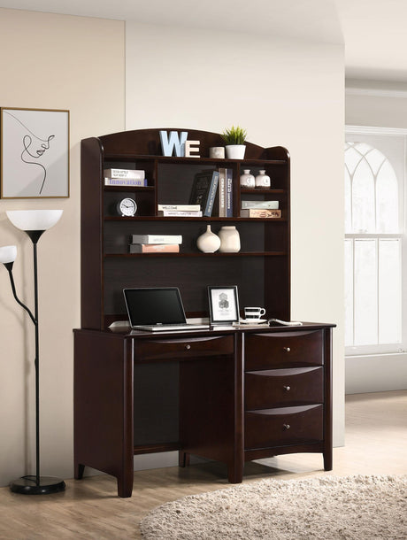 Coaster Phoenix 49-inch 3-drawer Computer Desk with Hutch Cappuccino