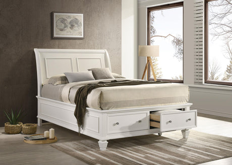 Coaster Selena Wood Full Storage Panel Bed Cream White