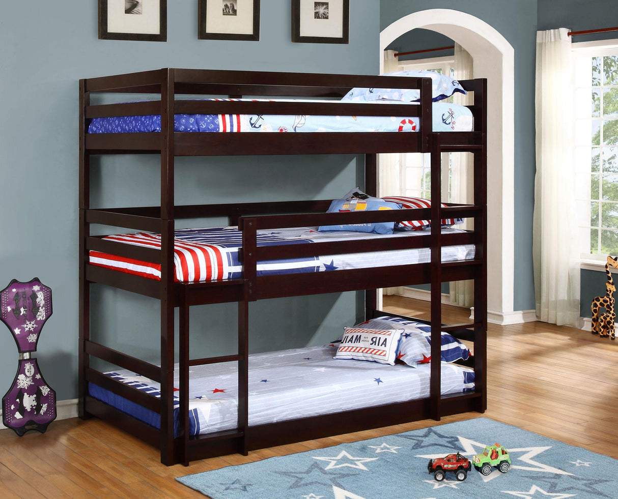 Coaster Sandler Wood Twin Triple Bunk Bed Cappuccino
