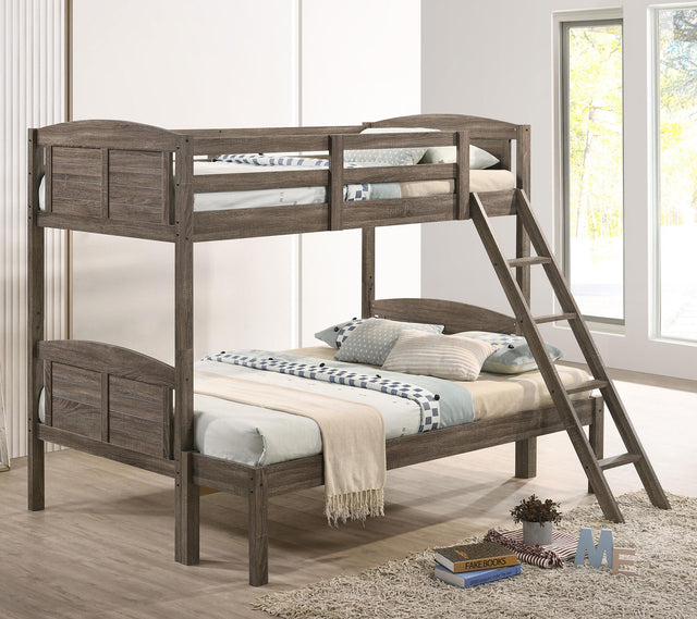 Coaster Flynn Wood Twin Over Full Bunk Bed Weathered Brown