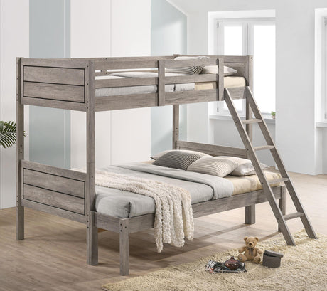 Coaster Ryder Wood Twin Over Full Bunk Bed Weathered Taupe