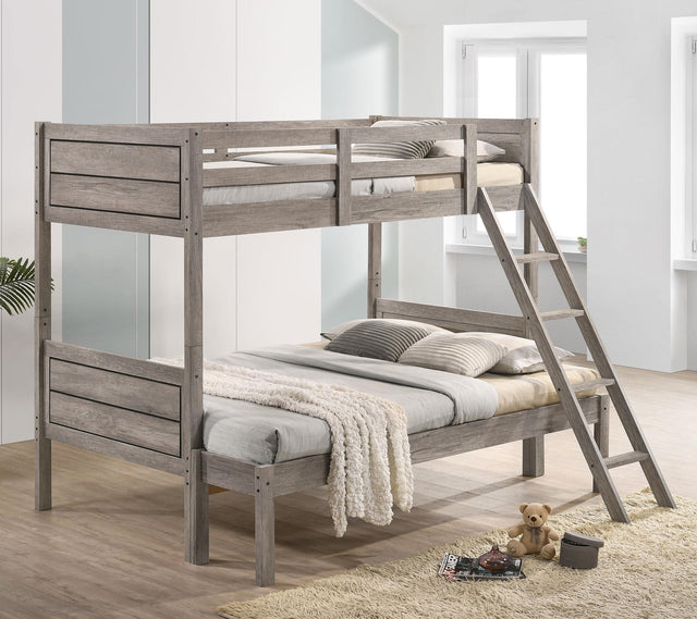 Coaster Ryder Wood Twin Over Full Bunk Bed Weathered Taupe