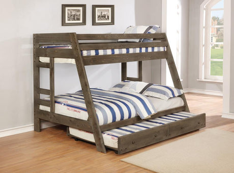 Coaster Wrangle Hill Wood Twin Over Full Bunk Bed Gun Smoke