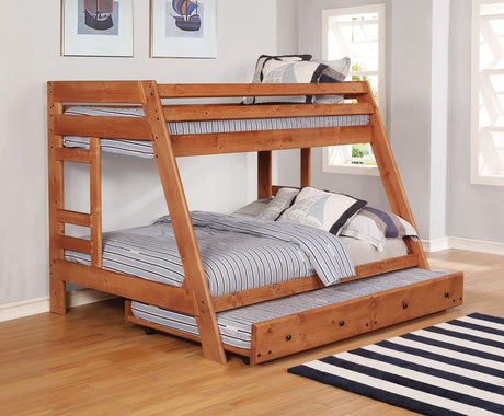 Coaster Wrangle Hill Wood Trundle with Bunkie Mattress Amber Wash