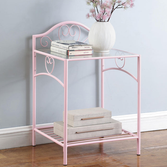 Coaster Massi Metal 1-shelf Nightstand Powder Pink