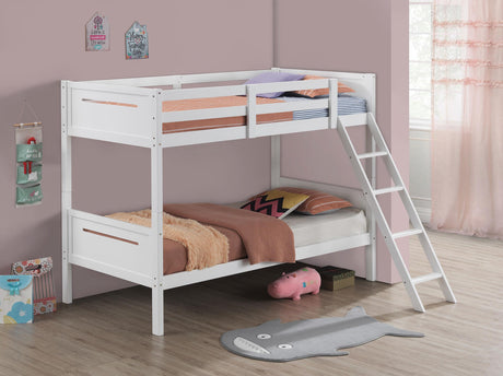 Coaster Littleton Wood Twin Over Twin Bunk Bed White