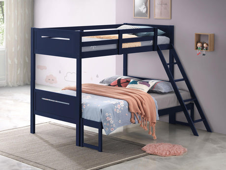 Coaster Littleton Wood Twin Over Full Bunk Bed Blue