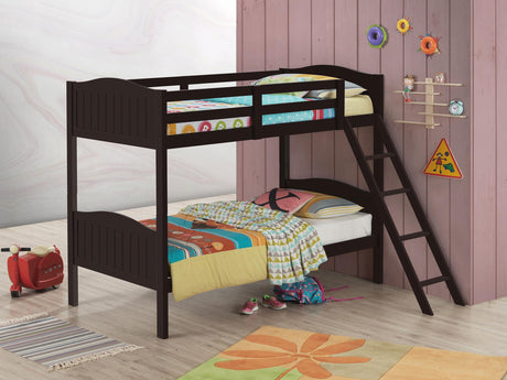 Coaster Arlo Wood Twin Over Twin Bunk Bed Espresso