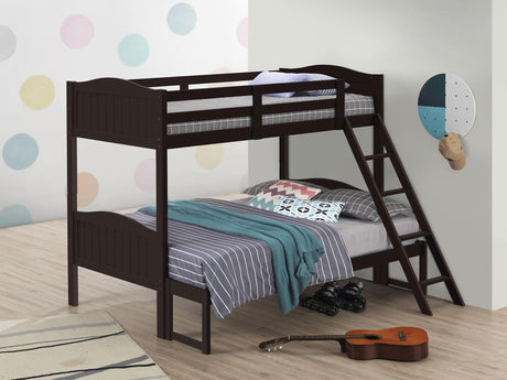 Coaster Arlo Wood Twin Over Full Bunk Bed Espresso