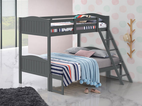 Coaster Arlo Wood Twin Over Full Bunk Bed Grey