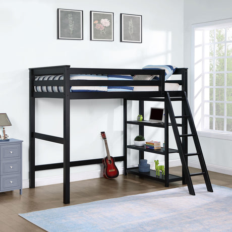 Coaster Anica 3-shelf Wood Twin Loft Bed Black