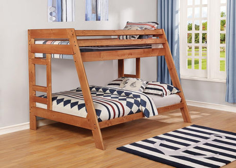 Coaster Wrangle Hill Wood Twin Over Full Bunk Bed Amber Wash