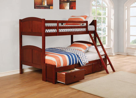 Coaster Parker Twin over Full Panel Bunk Bed Chestnut