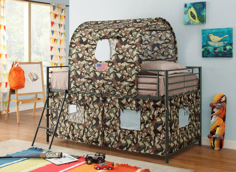 Coaster Camouflage Twin Tent Loft Bed Army Green
