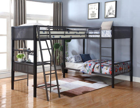 Coaster Meyers Metal Twin Over Twin Bunk Bed with Twin Loft Black