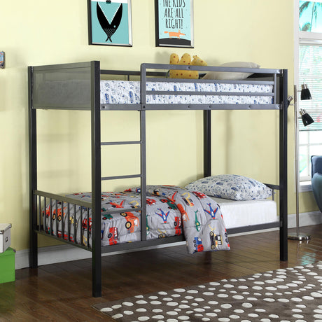 Coaster Meyers Metal Twin Over Twin Bunk Bed Black
