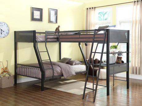 Coaster Meyers Metal Twin Over Full Bunk Bed with Twin Loft Black