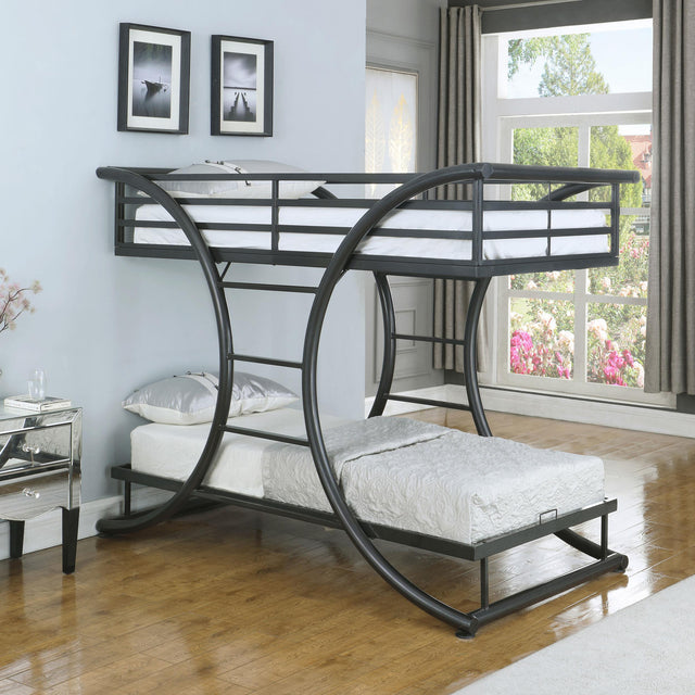 Coaster Stephan Metal Twin Over Twin Bunk Bed Gunmetal