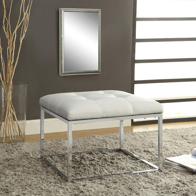 Coaster Swanson Square Upholstered Tufted Ottoman White