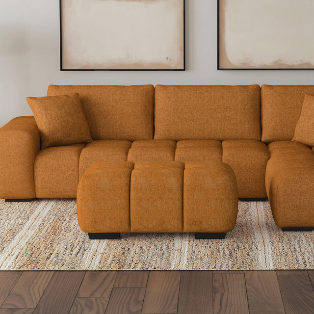 Coaster Camacho Rectangular Upholstered Tufted Ottoman Orange