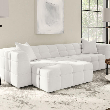Coaster Everly Boucle Upholstered Rectangular Ottoman Off White