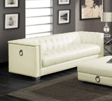 Chaviano Upholstered Track Arm Sofa Set Pearl White