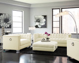 Chaviano Upholstered Track Arm Sofa Set Pearl White