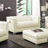 Chaviano Upholstered Track Arm Sofa Set Pearl White