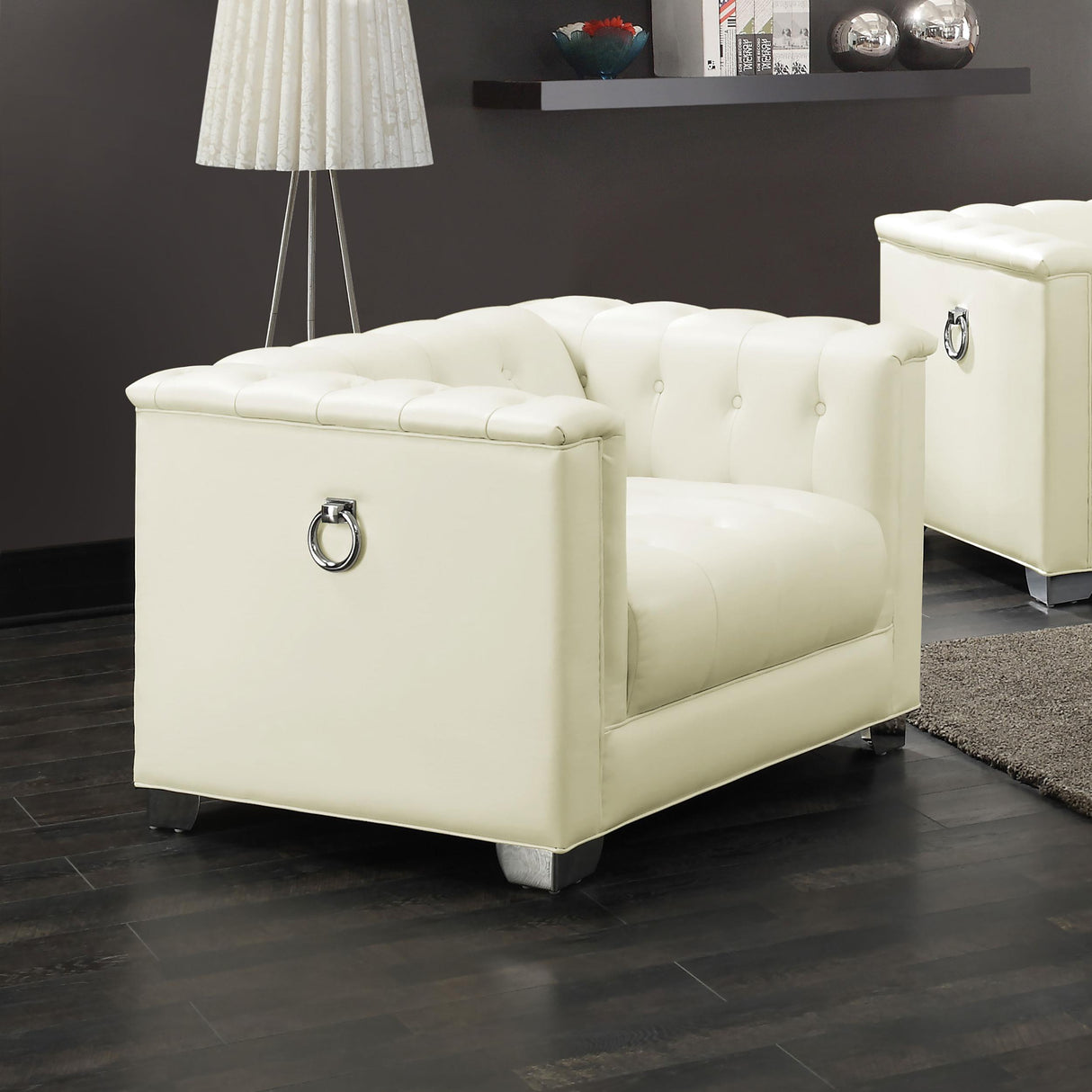 Coaster Chaviano Upholstered Track Arm Accent Chair Pearl White