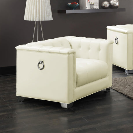 Coaster Chaviano Upholstered Track Arm Accent Chair Pearl White