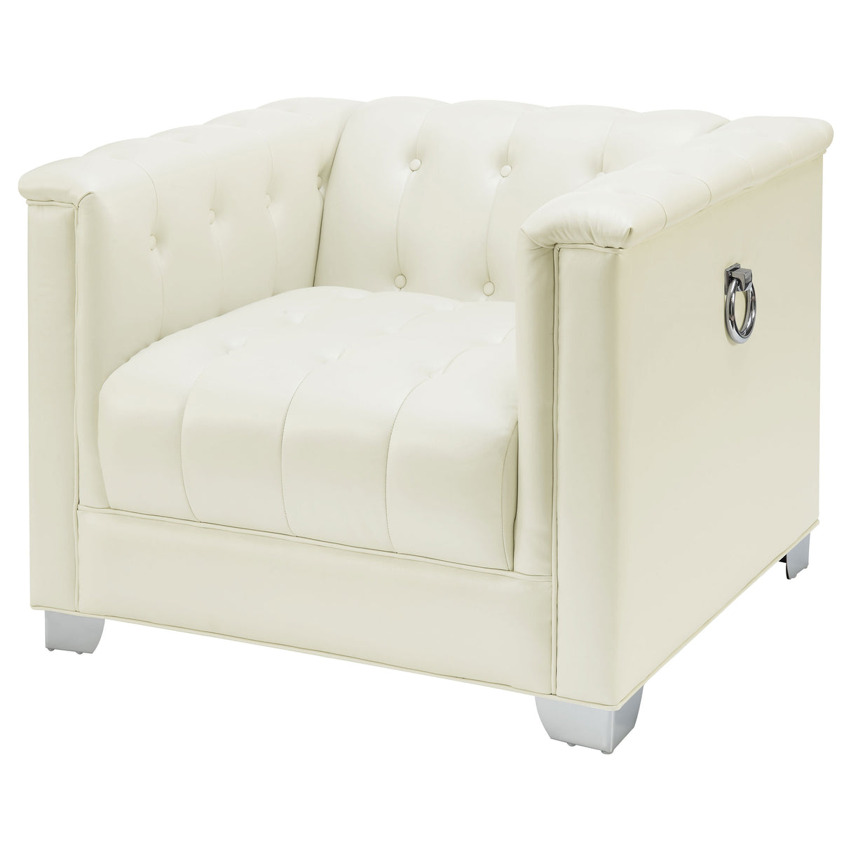 Chaviano Upholstered Track Arm Sofa Set Pearl White