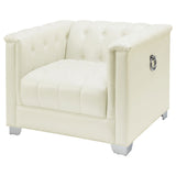 Chaviano Upholstered Track Arm Sofa Set Pearl White