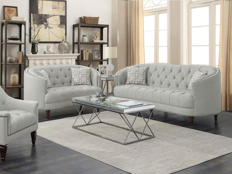 Coaster Avonlea 2-piece Upholstered Sloped Arm Sofa Set Grey Fabric