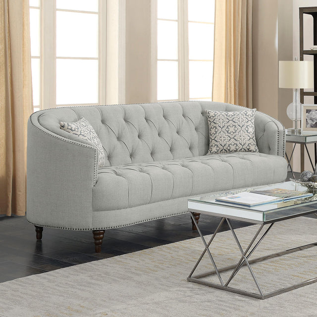 Coaster Avonlea Upholstered Sloped Arm Sofa Grey Fabric
