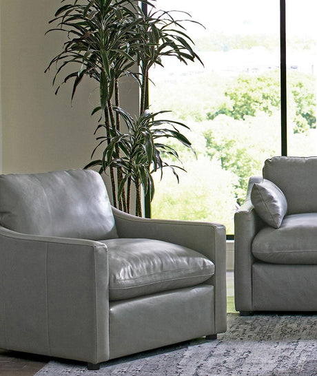 Coaster Grayson Leather Upholstered Sloped Arm Accent Chair Grey