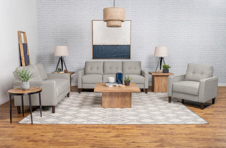 Coaster Bowen 3-piece Upholstered Track Arm Tufted Sofa Set Beige