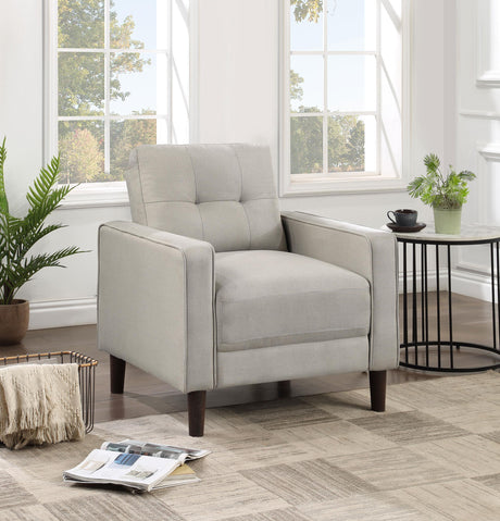 Coaster Bowen Upholstered Track Arm Tufted Accent Chair Beige