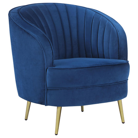 Coaster Sophia Upholstered Channel Tufted Barrel Accent Chair Blue