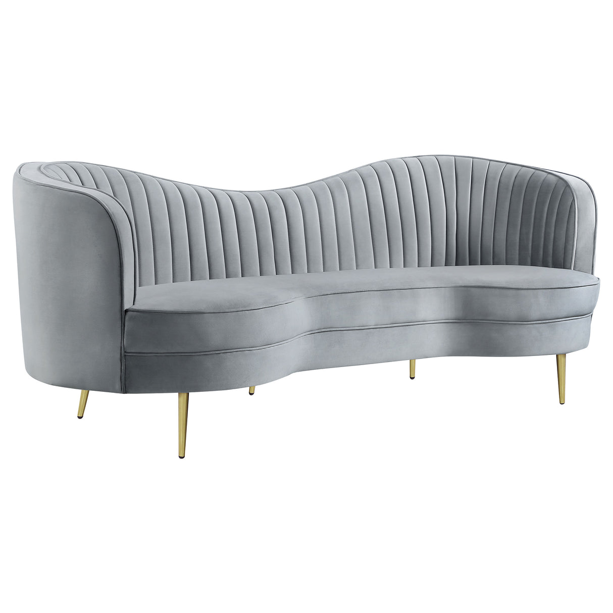 Sophia Upholstered Channel Tufted Sofa Set Grey