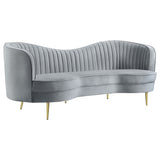 Sophia Upholstered Channel Tufted Sofa Set Grey