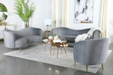 Sophia Upholstered Channel Tufted Sofa Set Grey